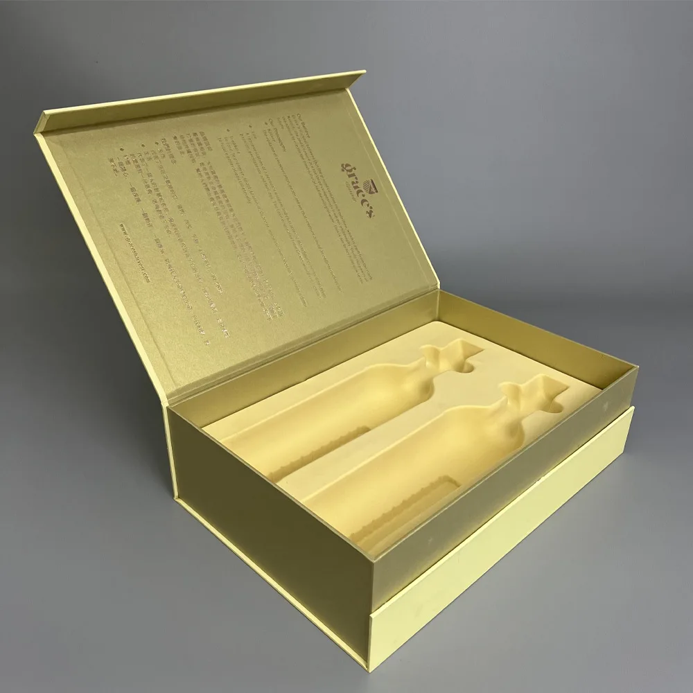 High Quality Custom Logo Luxury Wine Box Double Bottles Glass Gift Wine Magnet Box With Velvet Plastic Insert