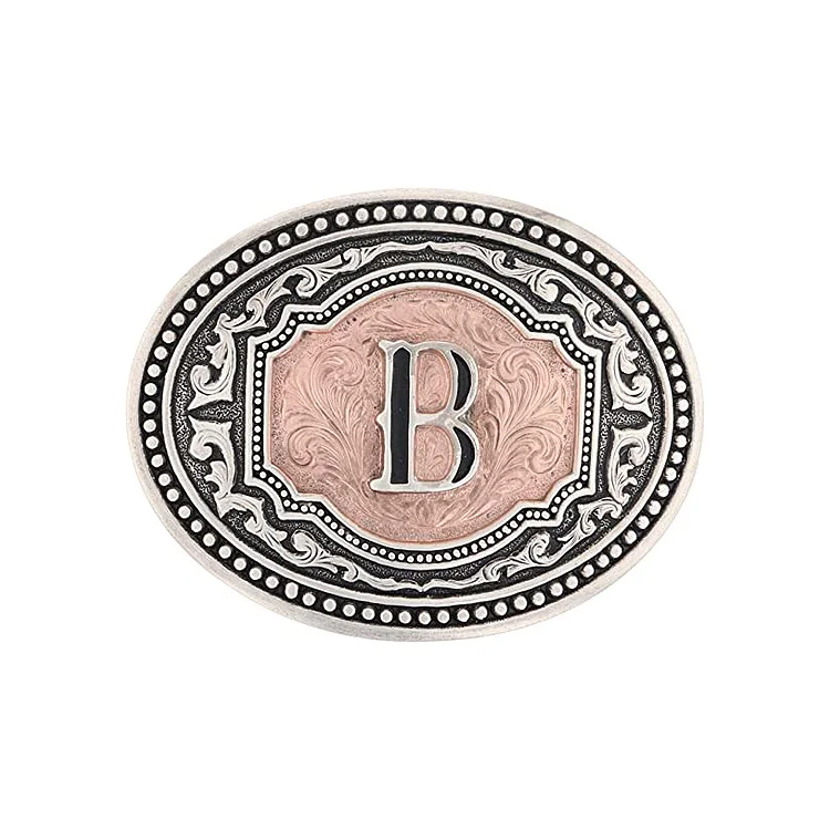 Personalized Letter Buckle Western Cowboy Stainless Steel Belt Buckle Metal Brass Custom Logo Belts Buckles
