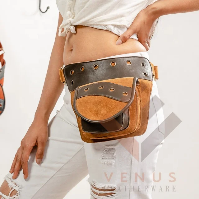 Стильная черная кожаная сумка-Кобура