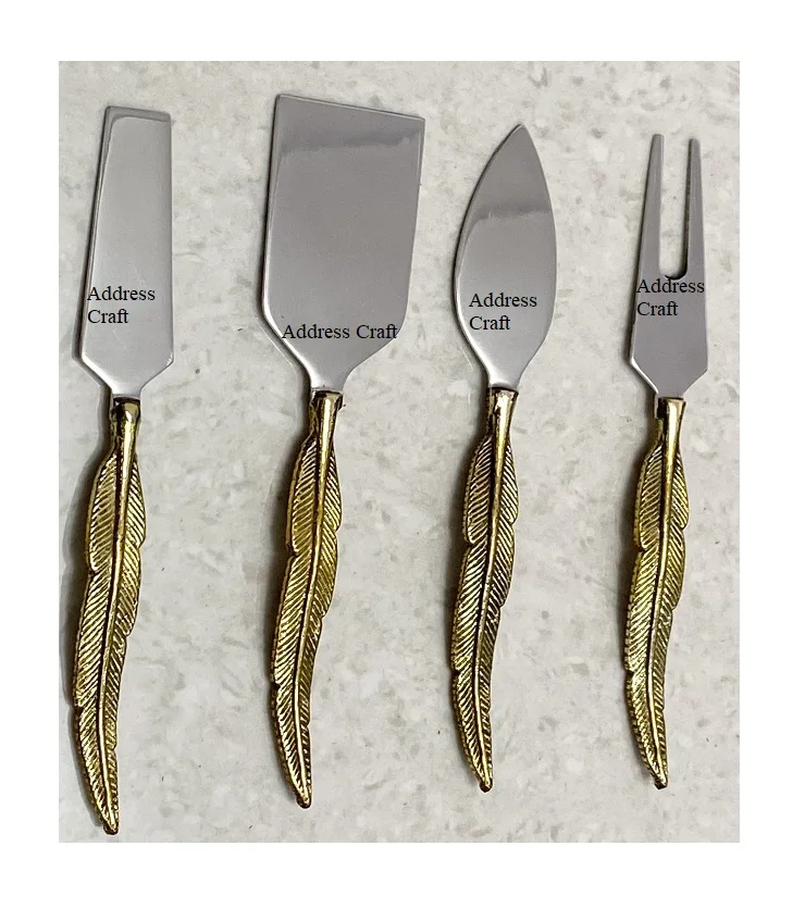 Direct Factory Price Stainless Steel With Brass Handle Cheese Set SS Cutlery With Branch Design Handle Home And Kitchen Cutlery