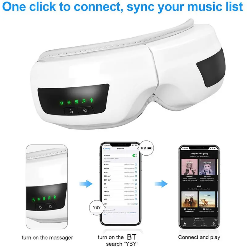 2022 New Bluetooth Eye Massager Heating Care Eye Hot Compress Eye Mask Usb  Warm Massager