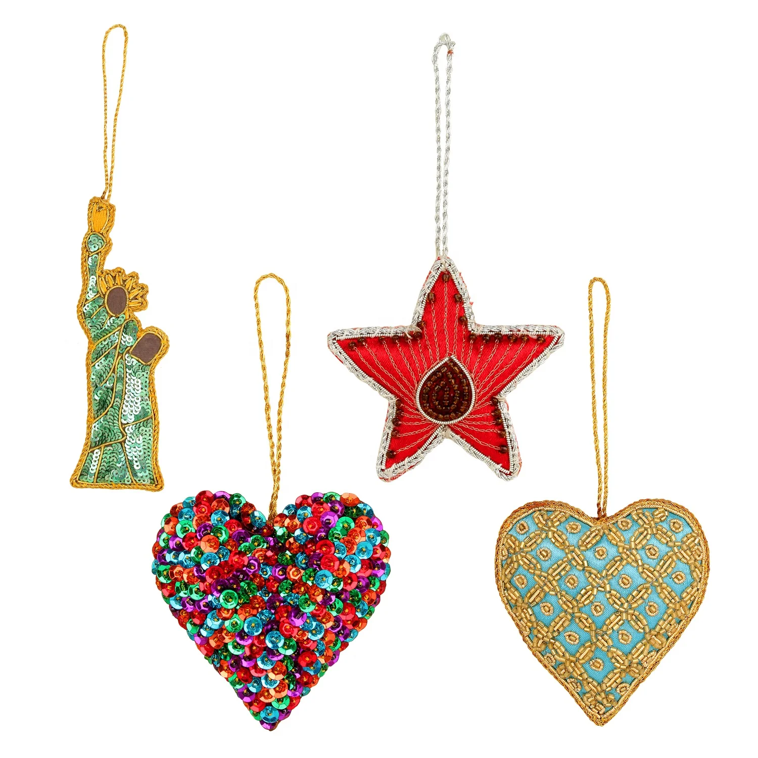 Handmade Handcrafted Embroidered Beaded Velvet satin Christmas Decorations Ornament Santa  Socks   Giraffe Elephant  Customized