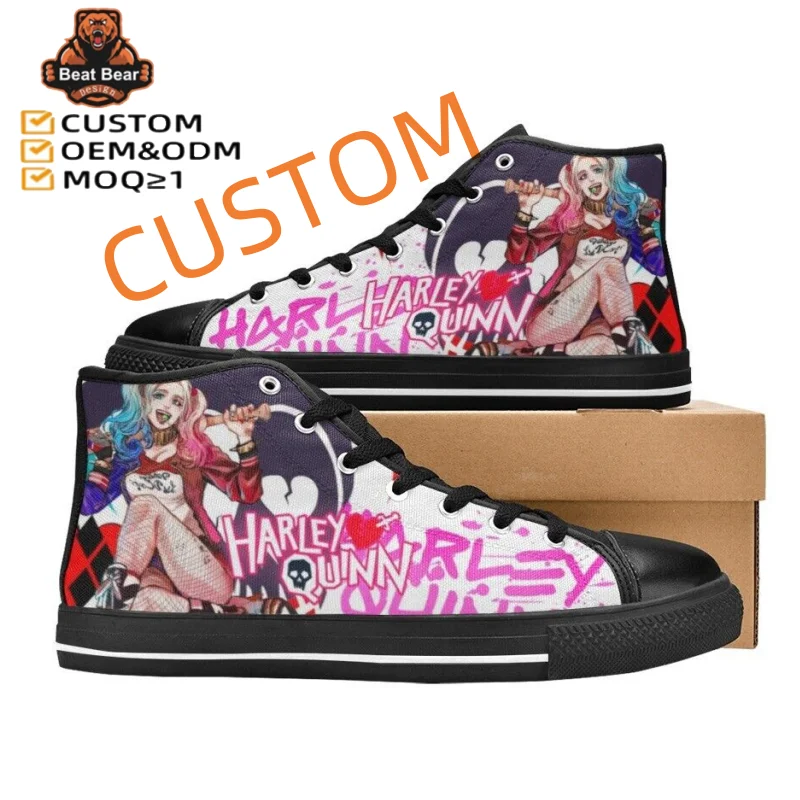 Custom logo canvas trendy shoes lace up high top summer men vulcanized shoes fashion casual modern custom canvas shoes men