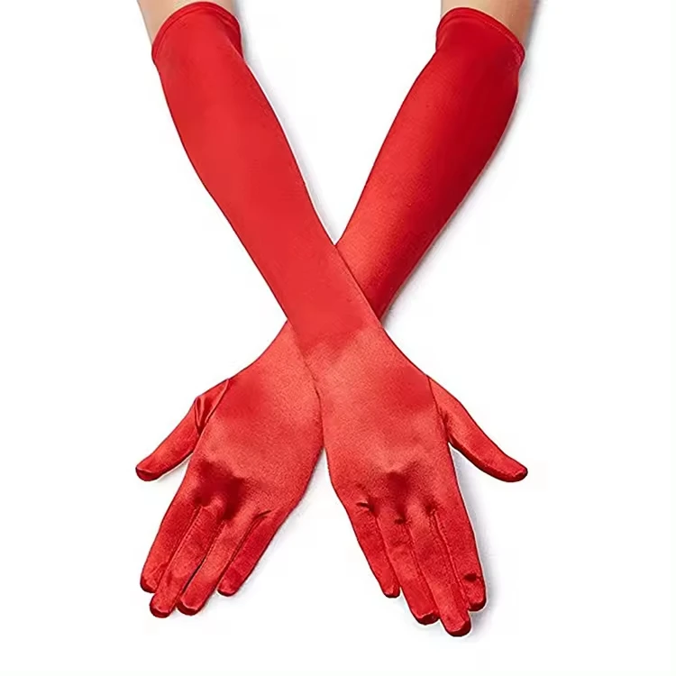 Fashion Lace Long Gloves Female Women Full Finger Mittens Bride Wedding Black Gloves wedding Bride long satin gloves