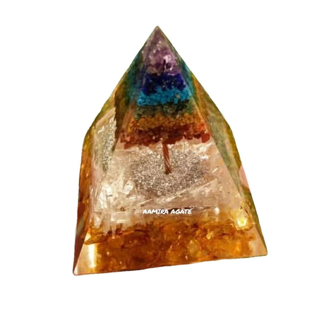 Orgonite Pyramid Supplier Energy Orgone pyramid Black Tourmaline Orgonite Pyramid Geometry OEM Logo Box Cheap  Shipping