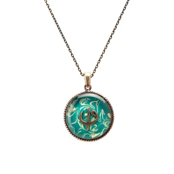 Ebrulu Whirling Dervish Handcrafted Authentic Resin Necklace Cevsen Allah Muhammad Islamic Razaman Mubarak  Protective Prayer