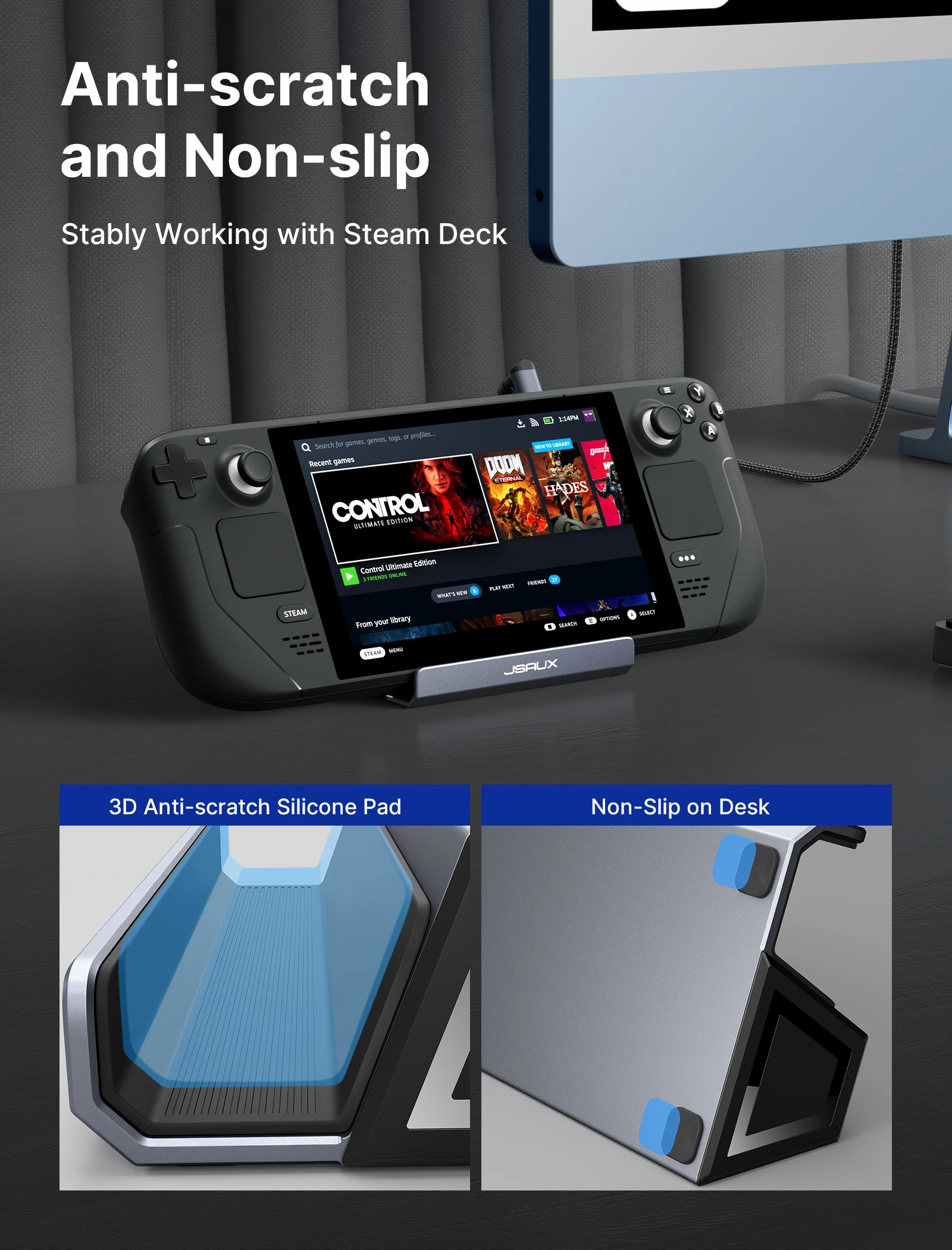 JSAUX Portable Aluminum Steam Deck Stand Base Holder