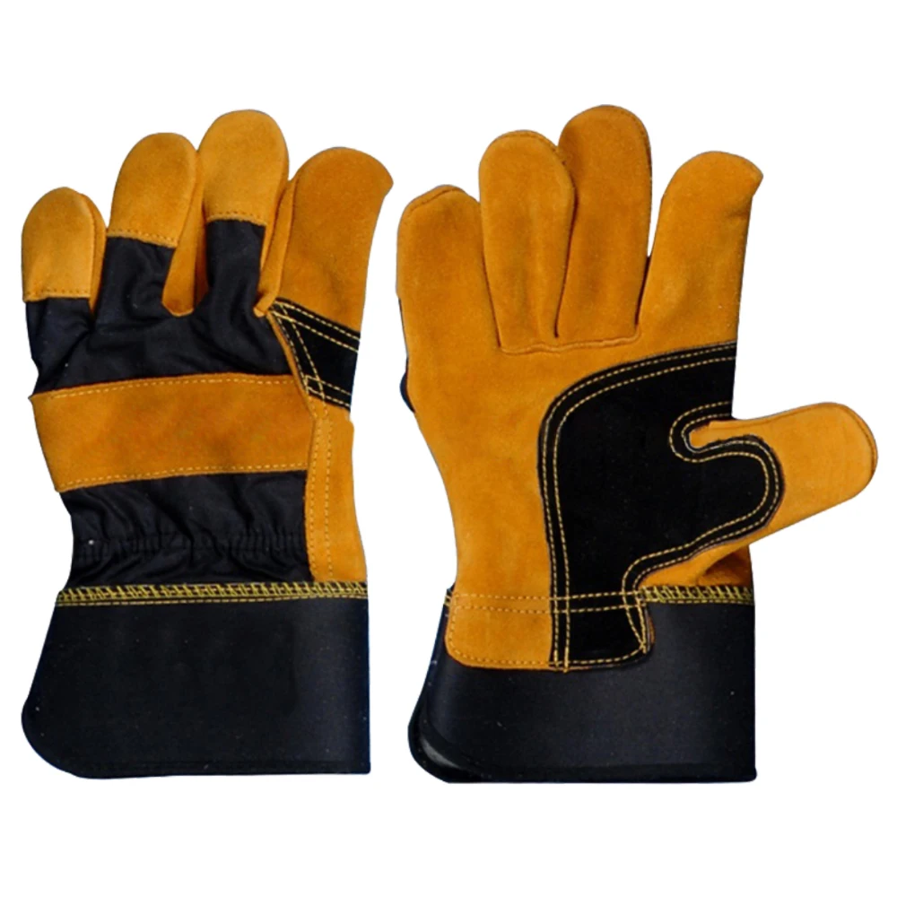 High Visibility Winter Anti Impact Protective Reflective Cowhide Pig Split Leather Industry Gloves for Mining Electrician Tunnel