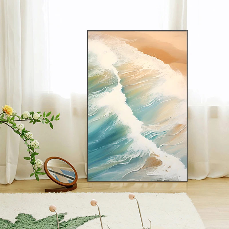 Customized Handmade ocean waves Canvas Oil Painting Modern landscape Mural Wall Art decor painting Large Artwork