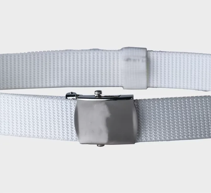 Formal Casual Fashion Custom Made Durable White Canvas Belt with Metal Buckle