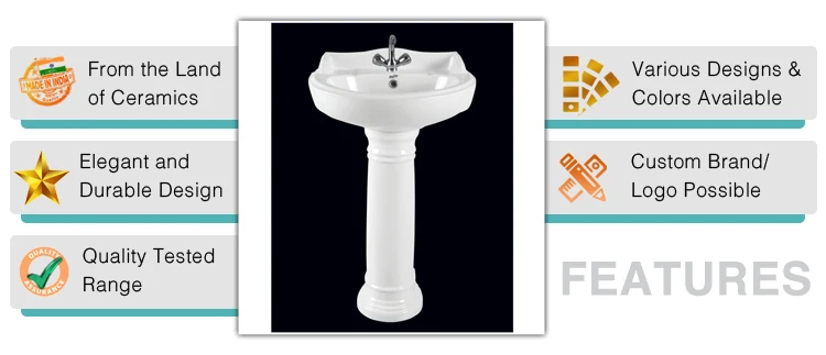 Experienced in Manufacturing Outstanding Quality Oval Shape Bathroom Sink Wash Basin with Pedestal for Bulk Orders