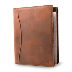 Pegai Handmade 100% Leather Padfolio Legal Pad Organizer for Business School Office Conference Mahogany Brown, Heavy Duty