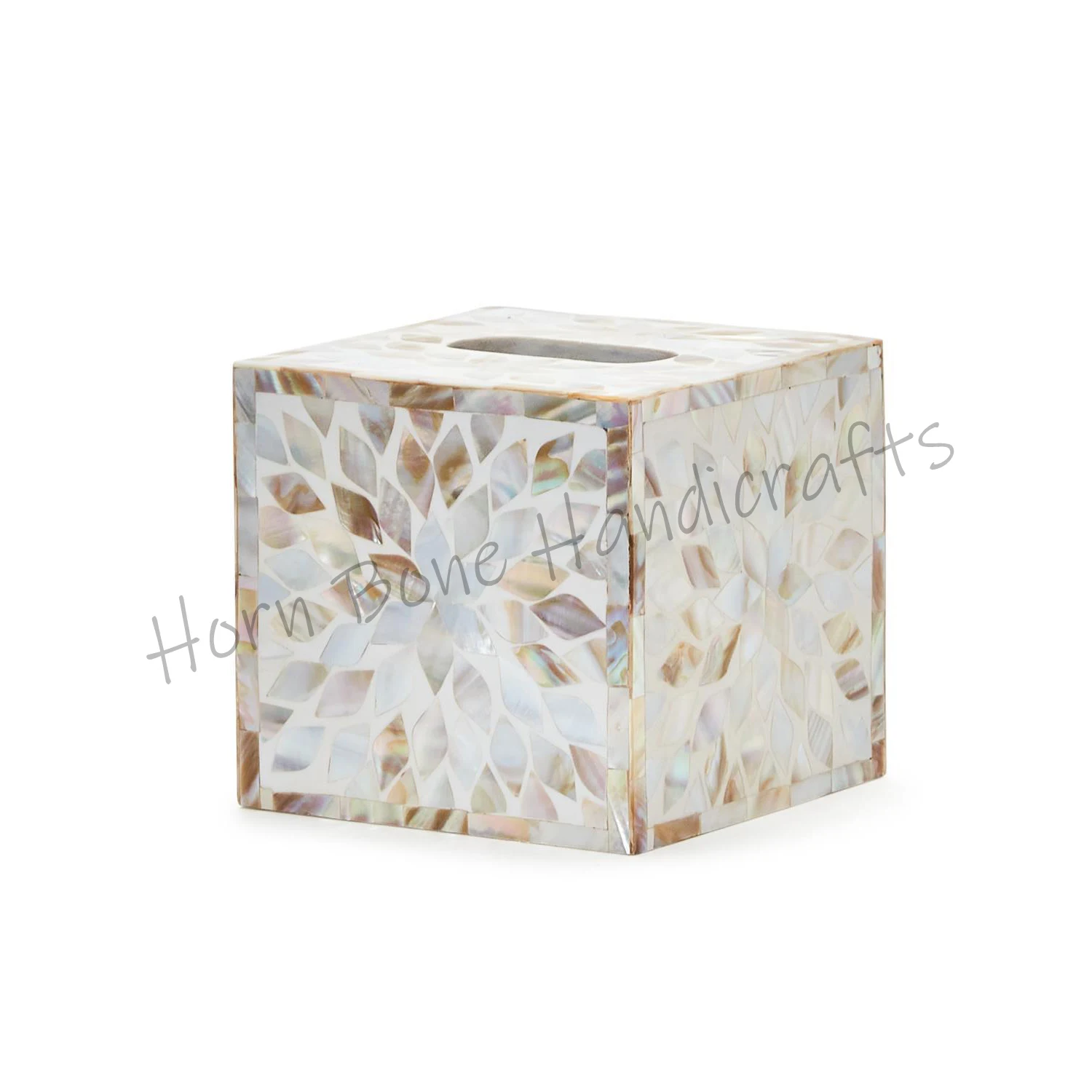 High Quality Mother of Pear Square Shape Tissue Box Mosaic Pearl Home Tableware Tissue Holder Pearl Inlay Tissue Box For Home