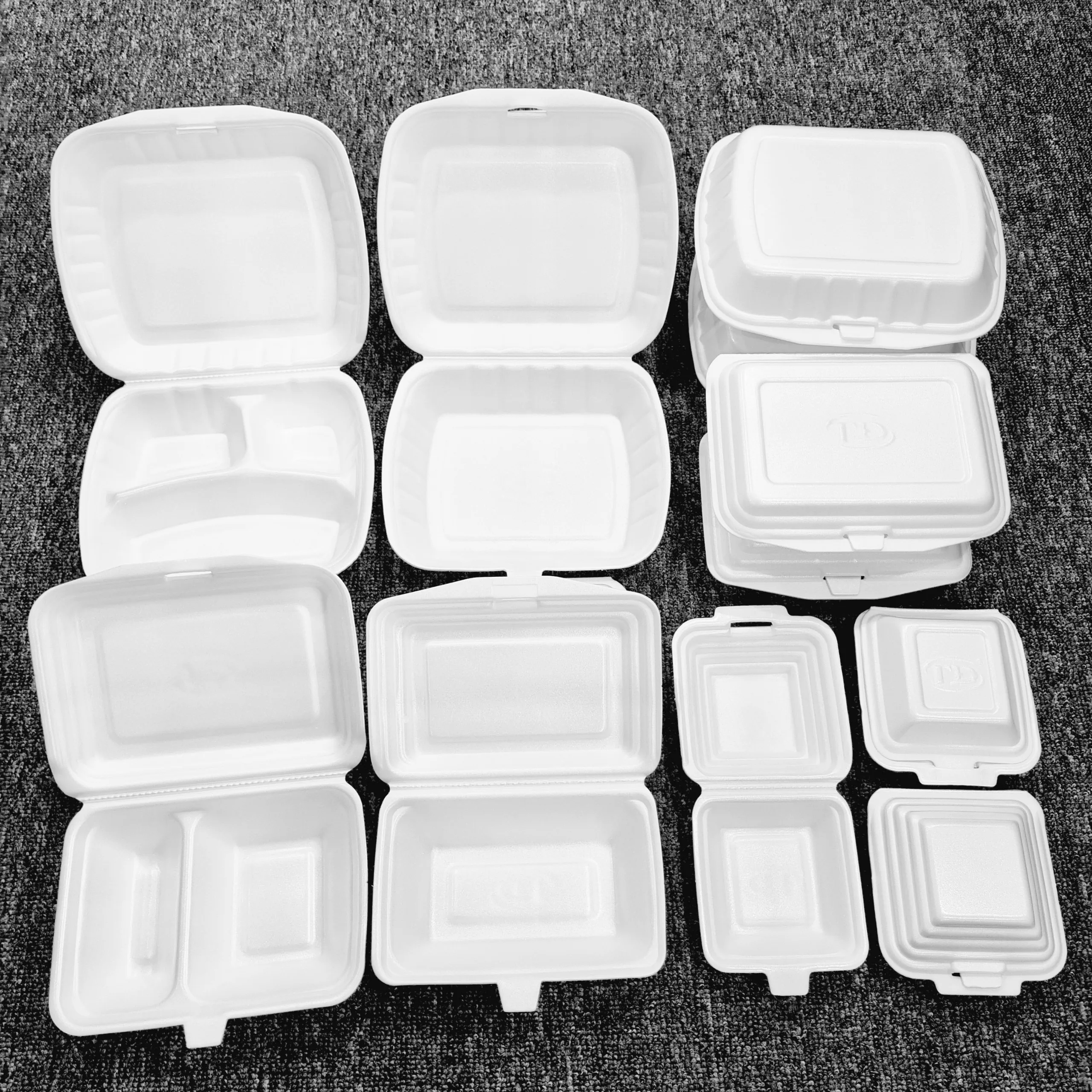 PS foam food container with lid lunch box/ fast food/ hamburger Disposable takeaway most sold wholesale high quality