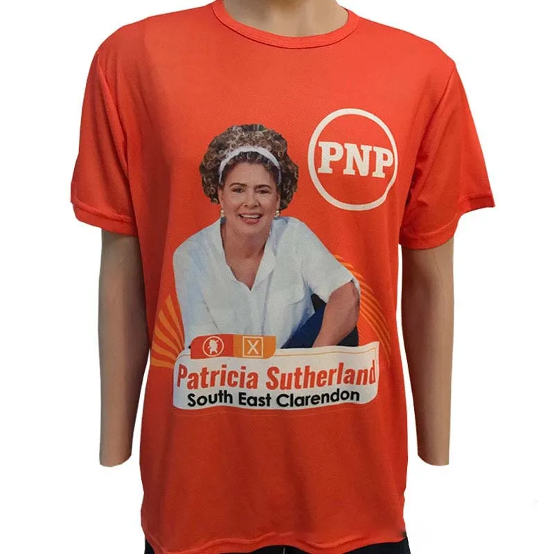 Custom Cheap Promotional 120gsm White 120 gsm 100% polyester Election T Shirt for Campaign