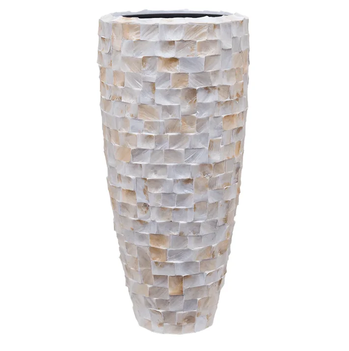 Wholesaler Manufacture Handcrafted nice big MOP shell vase broken-egg shape planter for garden  made in Vietnam large vases