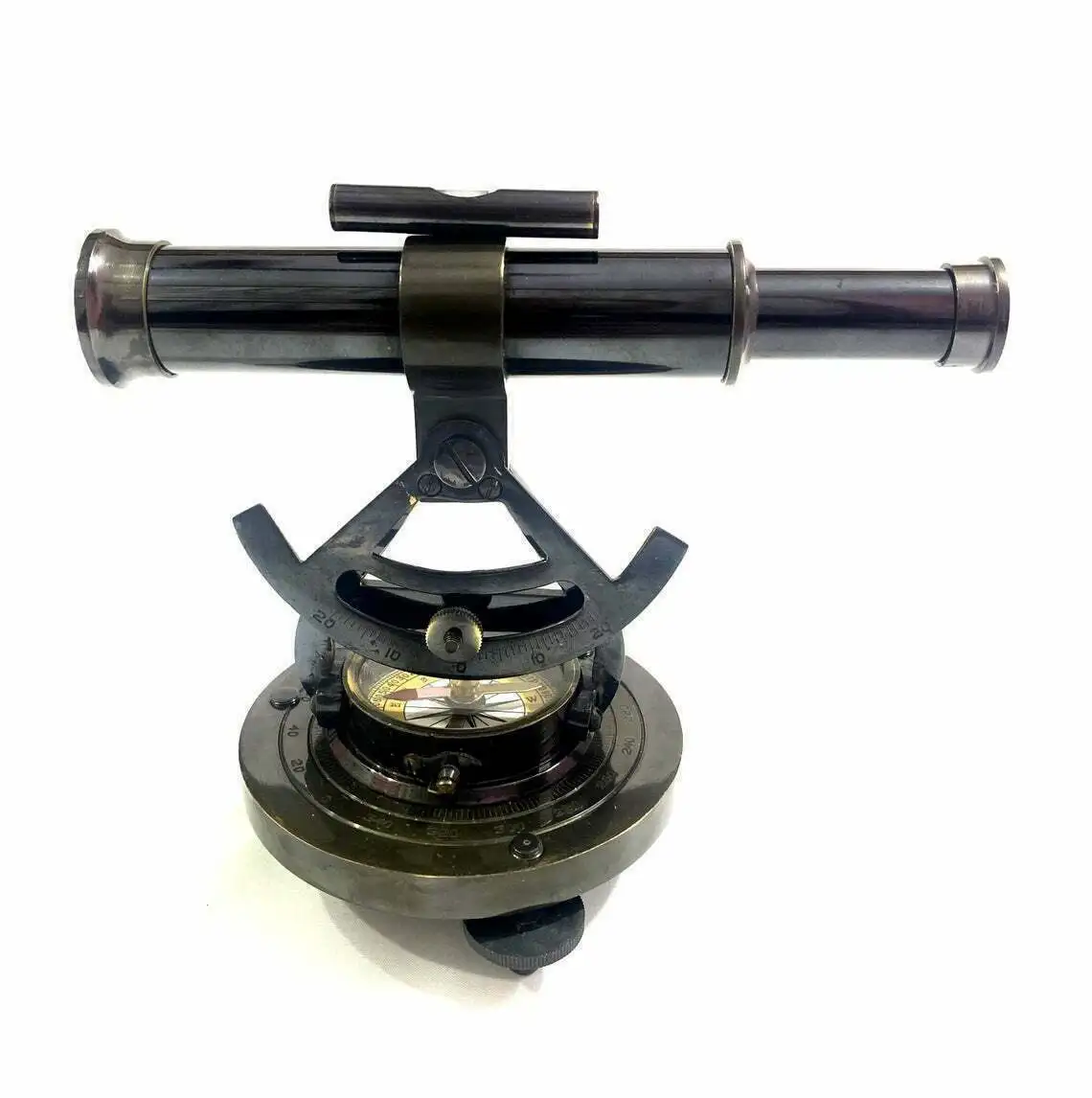 Alidade Telescope Brass Nautical Antique With Compass On Base Office/Home Decor binoculars antique vintage handmade gift