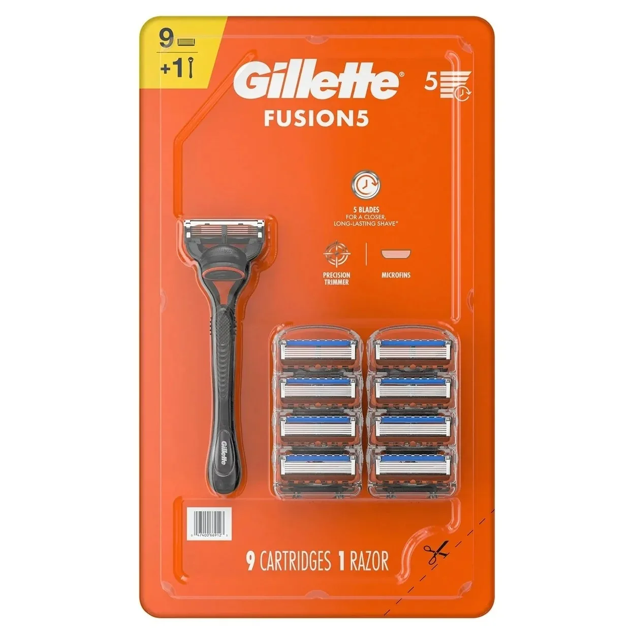 Gillette Fusion5 Мужская одноразовая ручка бритвы с 9 сменными лезвиями для лица тела подмышек