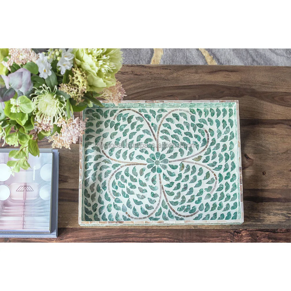 Круглый новый дизайн с перламутровой вставкой сервировочные лотки декоративный лоток для швабры ручной работы 100% оптовая продажа из Вьетнама