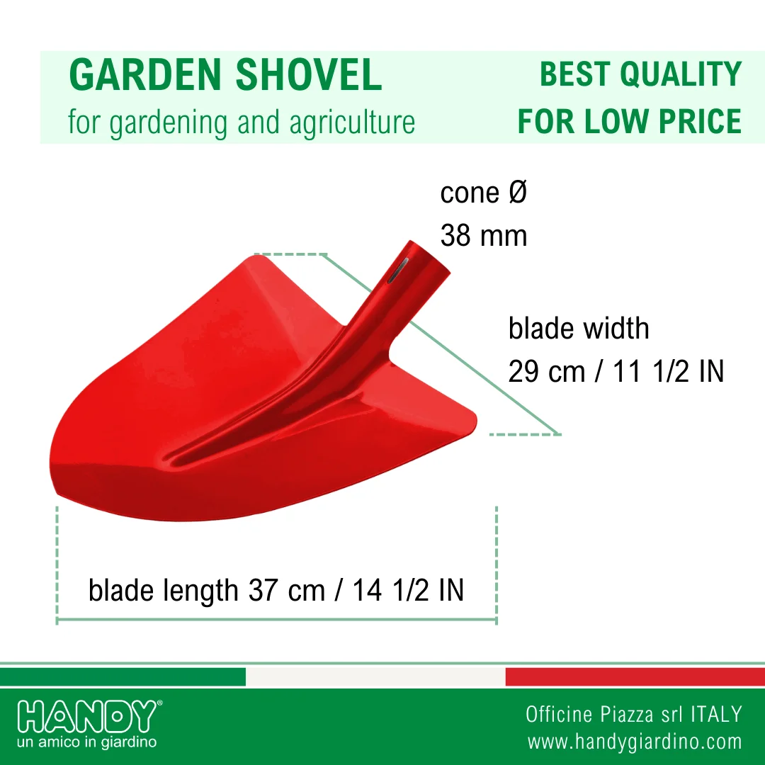 Best price Italian quality pointed shovel in steel 14 1/2 IN blade red color for gardening and farming