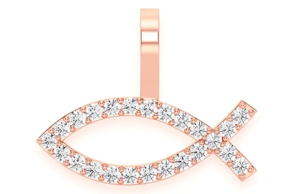 New High Quality Lab Grown Diamond Fish Pendant Trendy Cluster Iced Out Pendant Micro Pave Diamond Christian Fish Pendant