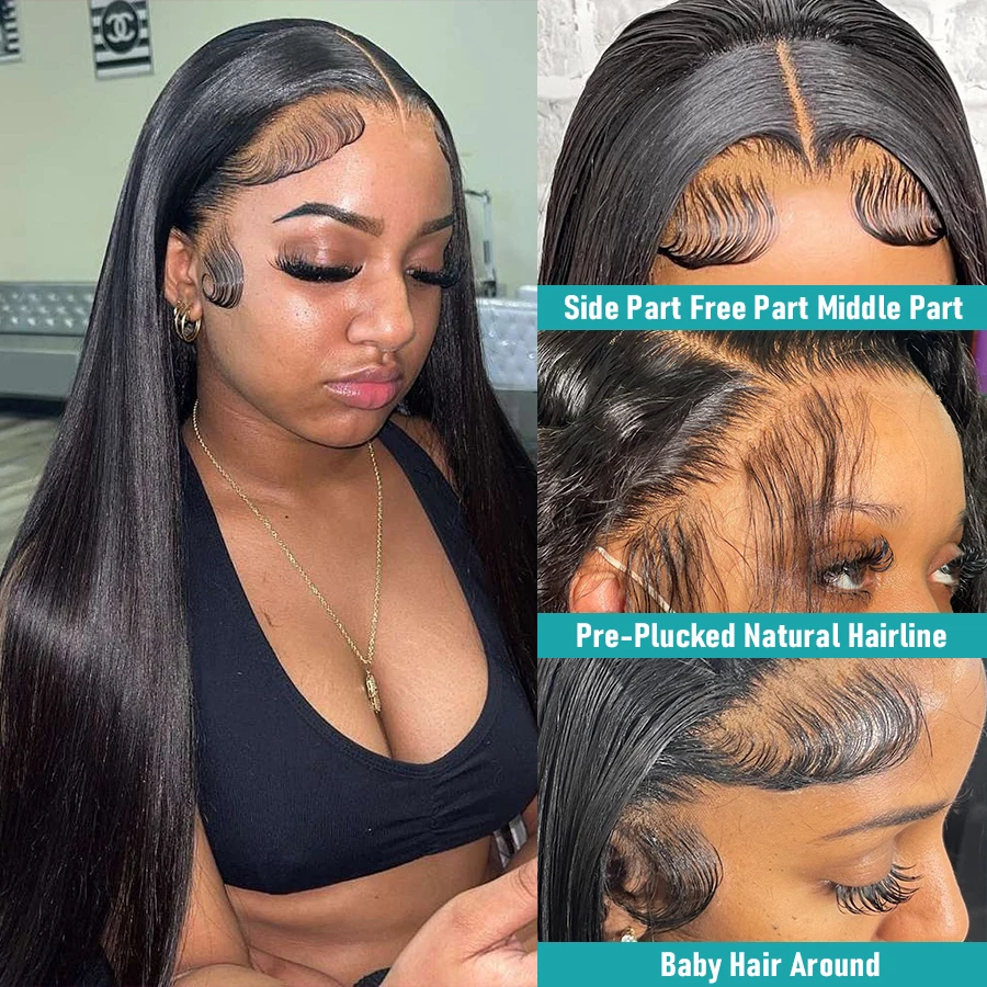 Lace Closure Frontal With Baby Hair Bundles Available Brazilian Hair Closure Straight Bundles With Closure Front Human Hair Wigs