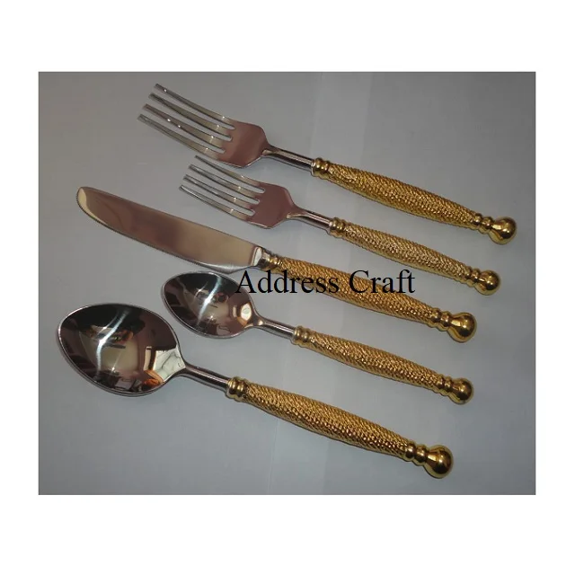 Affordable Price Stainless Steel Flatware Set With Wicker Handle Customized Engraved Logo 6 Pcs Cutlery Set Dinner Set Tabletop