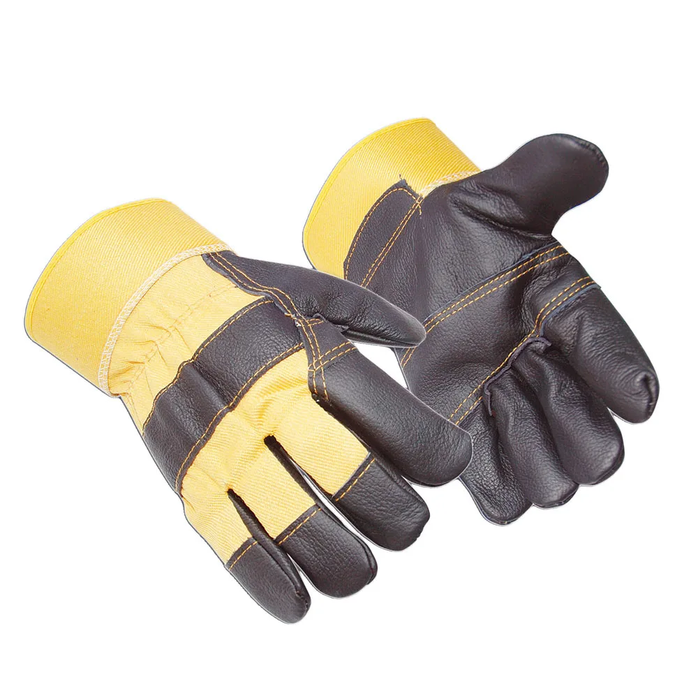 Furniture Rigger Gloves Safety Work Gloves Breathable Leather with Cotton Liner Rubberized Cuff Construction Use Made Pakistan