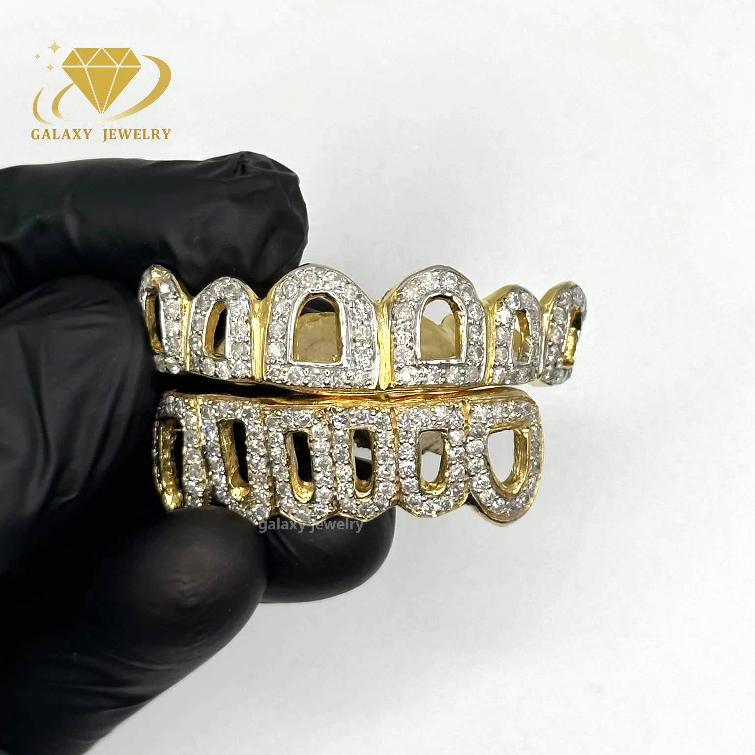 6 верхних нижних покрытий в стиле хип-хоп Grillz Pass Diamond тестер 18k позолоченный VVS Moissanite для зубов