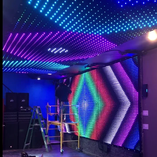 new 2024 Cloth Display Uses LEDs DMX512  RGB LED Vision Curtains For Club KTV Hot indoor concert stage fabric led curtain RGB