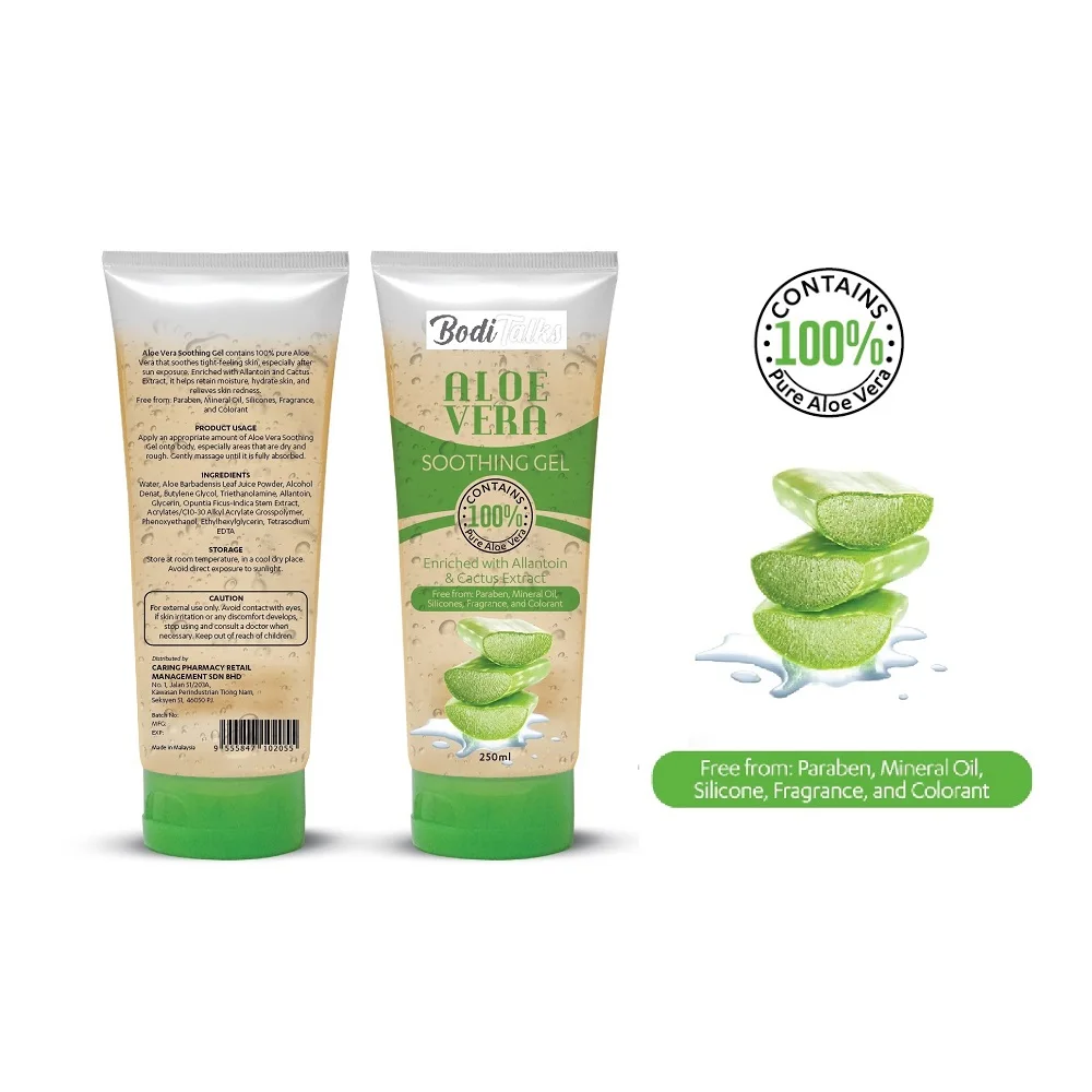 Best Selling Night Time Used 250ml Tube 100% Aloe Vera Gel For Nourishing and lightening All Skin Types