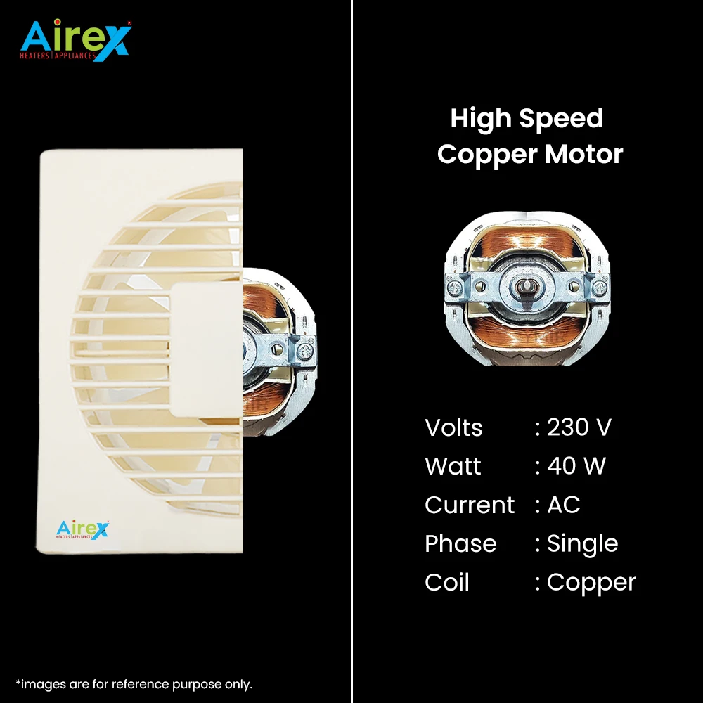 Airex 7 Blade Ventilation Axial Fan AC 220V Exhaust Fan For Window Home Office Kitchen and Bathroom Exhaust Fan 6 Inch 150mm