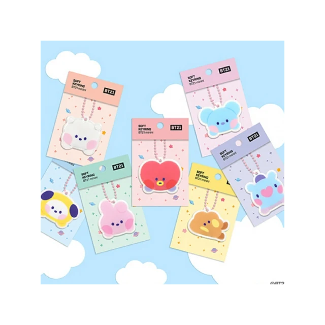 BTS BT21 minini Character Soft Keyrings Keychain  Soft Handy Fancy Trendy Fashion Practical kpop Goods Bag Custom Ring Metal