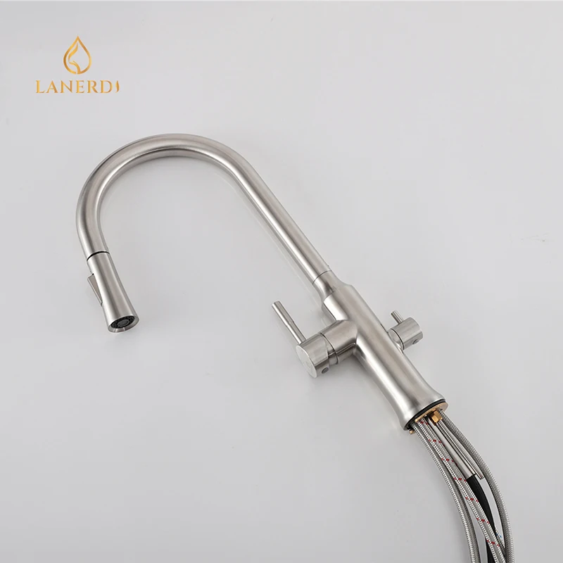 Dishwasher Stainless Steel Crown Kitchen Faucet Taps With Pull Down Spray Aerator