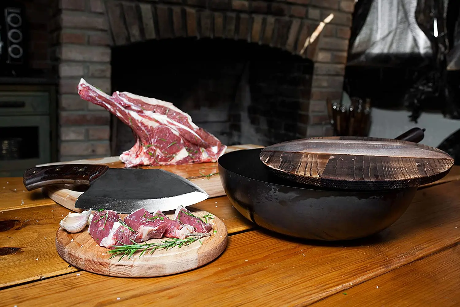 Stainless Steel Butcher Meat Cutting Cleaver Knives Wooden Handle | Chef Chopping Meat Clever Kitching Knives Custom Logo