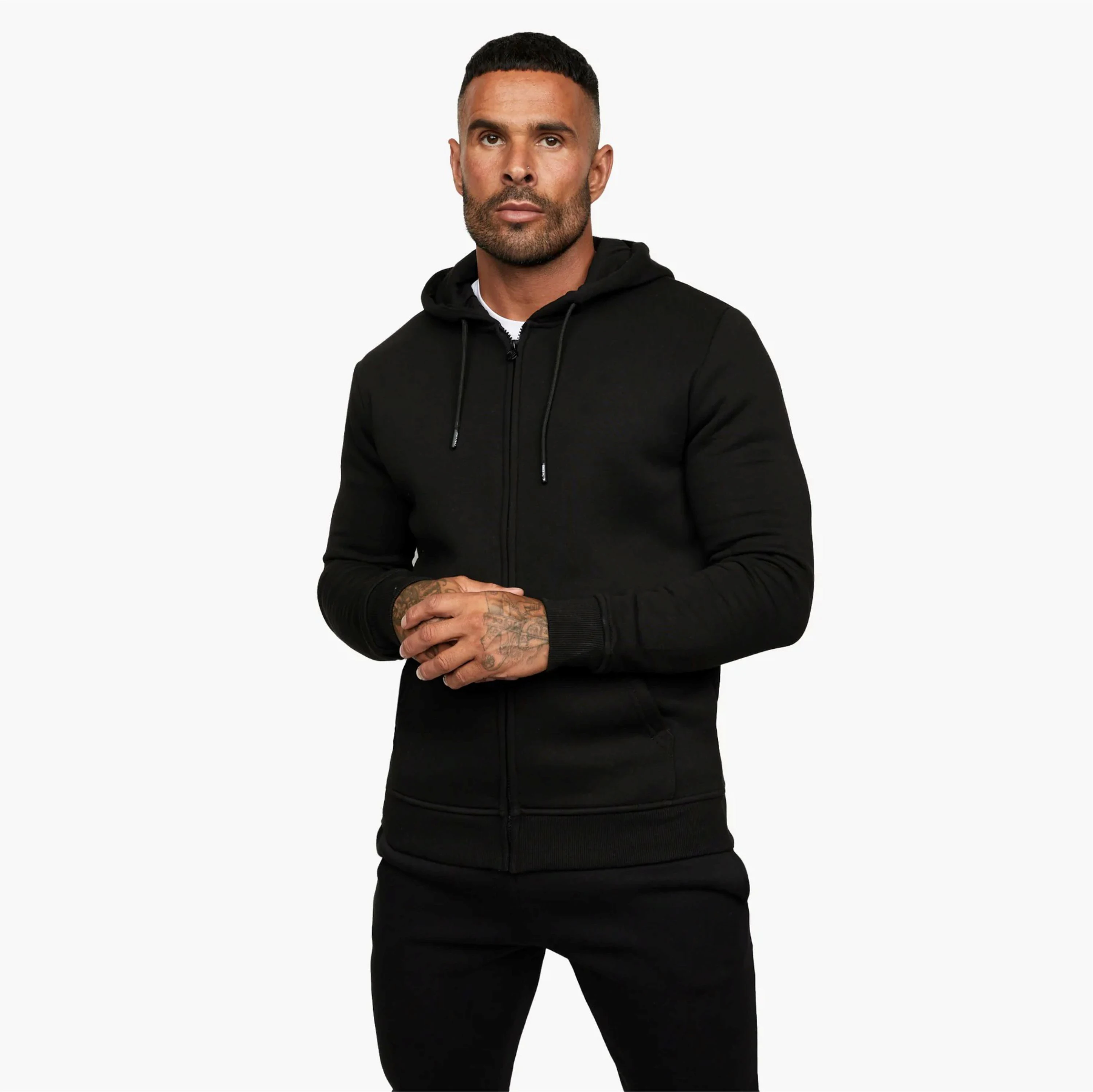 Wholesale High Quality Plain High Collar Unisex  100% Cotton Hoodie Customizable GSM Mens  Hoodies OEM Blank Hoddie
