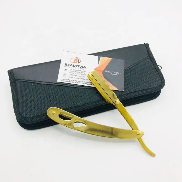 Gold Plasma  Classic Stainless Steel Professional Barber Straight Edge Razor