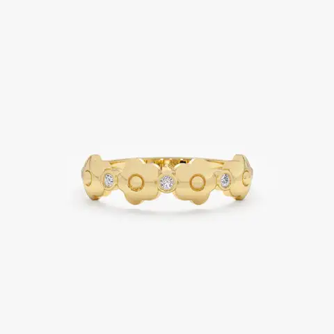 Natural Diamond Daisy Ring 14K Solid Gold IGI Certified Diamond Ring 0.03 CTW G Color Diamond