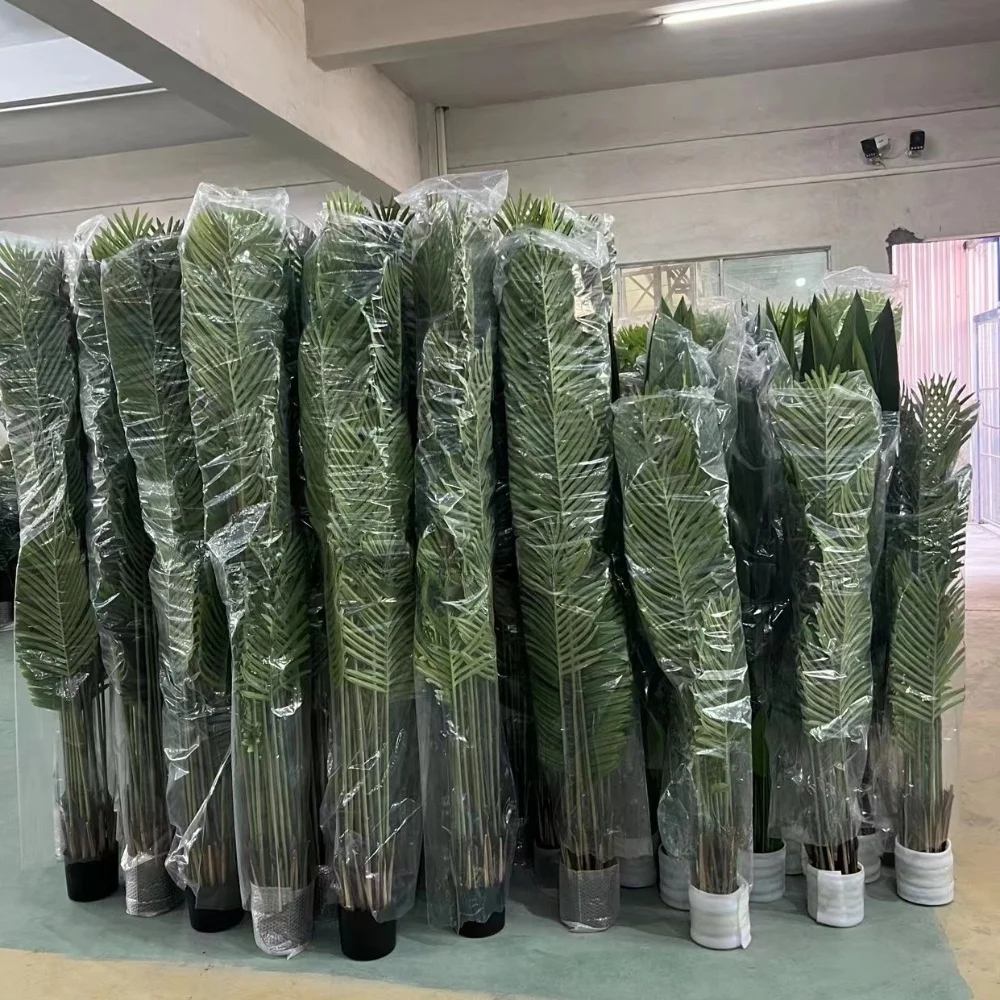 Customized real-looking artificial palm bonsai trees potted hobby for modern lobby indoor decoration
