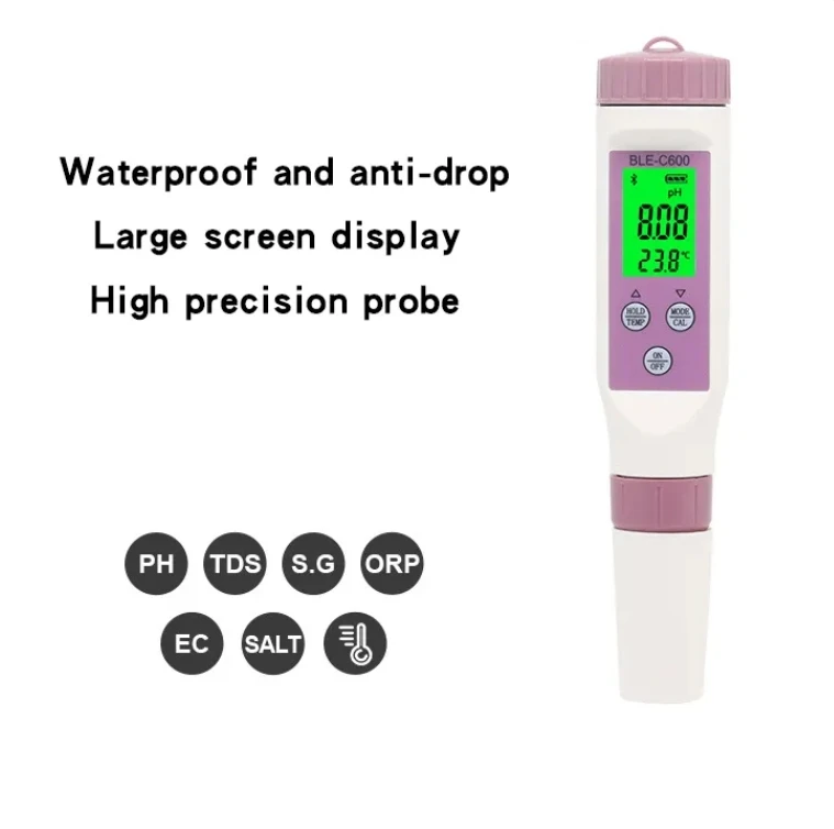 BLE C-600 seven-in-one water quality pen salinity meter PH/TDS/EC/ORP/SG hydrometer PH meter