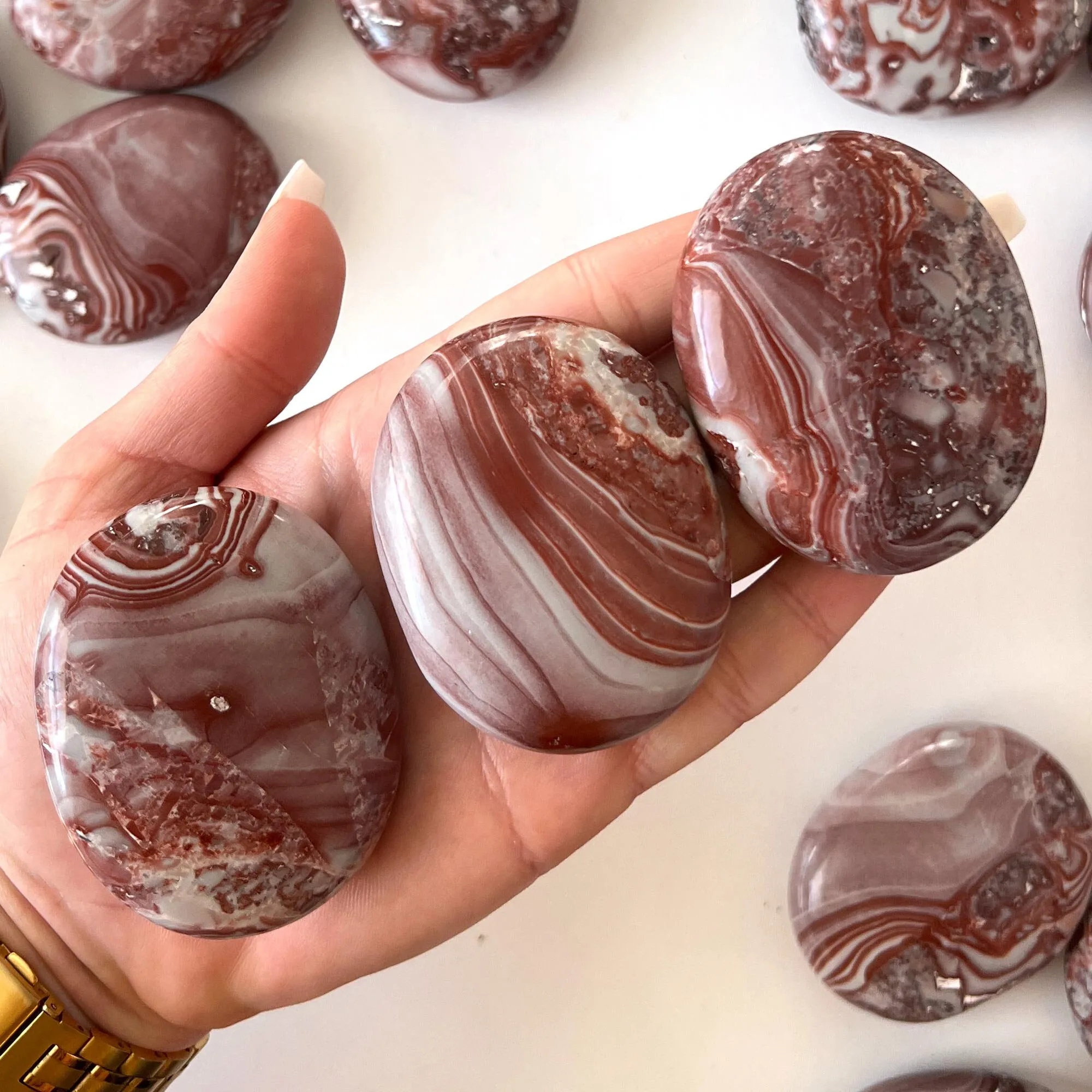 Mexican Rosetta Jasper Palm Stone Creative Inspiration and Willpower Meditation Palm Stone Activates Spiritual Awakening