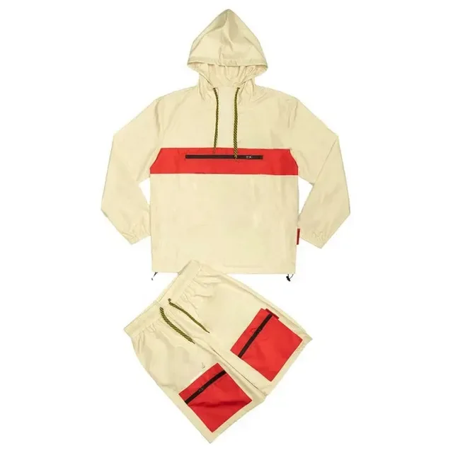 New Men Two Piece Custom Windbreaker Shorts And Jacket Tracksuit Reflective Zip Up Nylon Two Piece Windbreaker Short Set