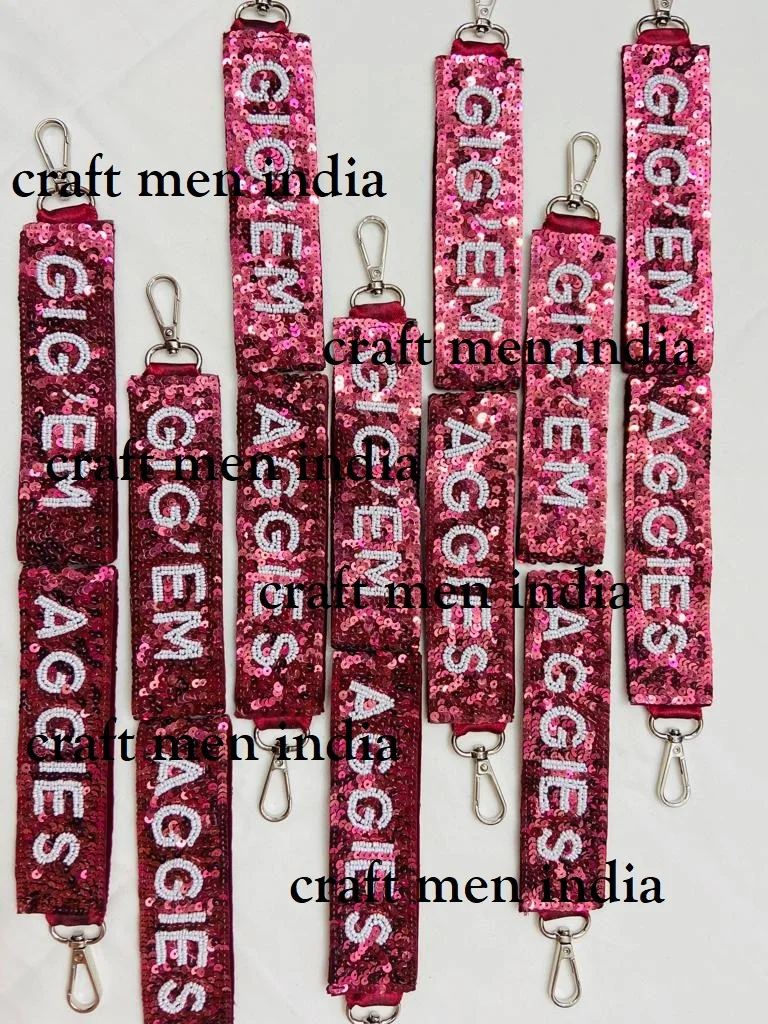 2024 Handmade Sequence key chain fashion for women Customized words and color  Backpack Metal key Ring Strap Lanyard Key Chain