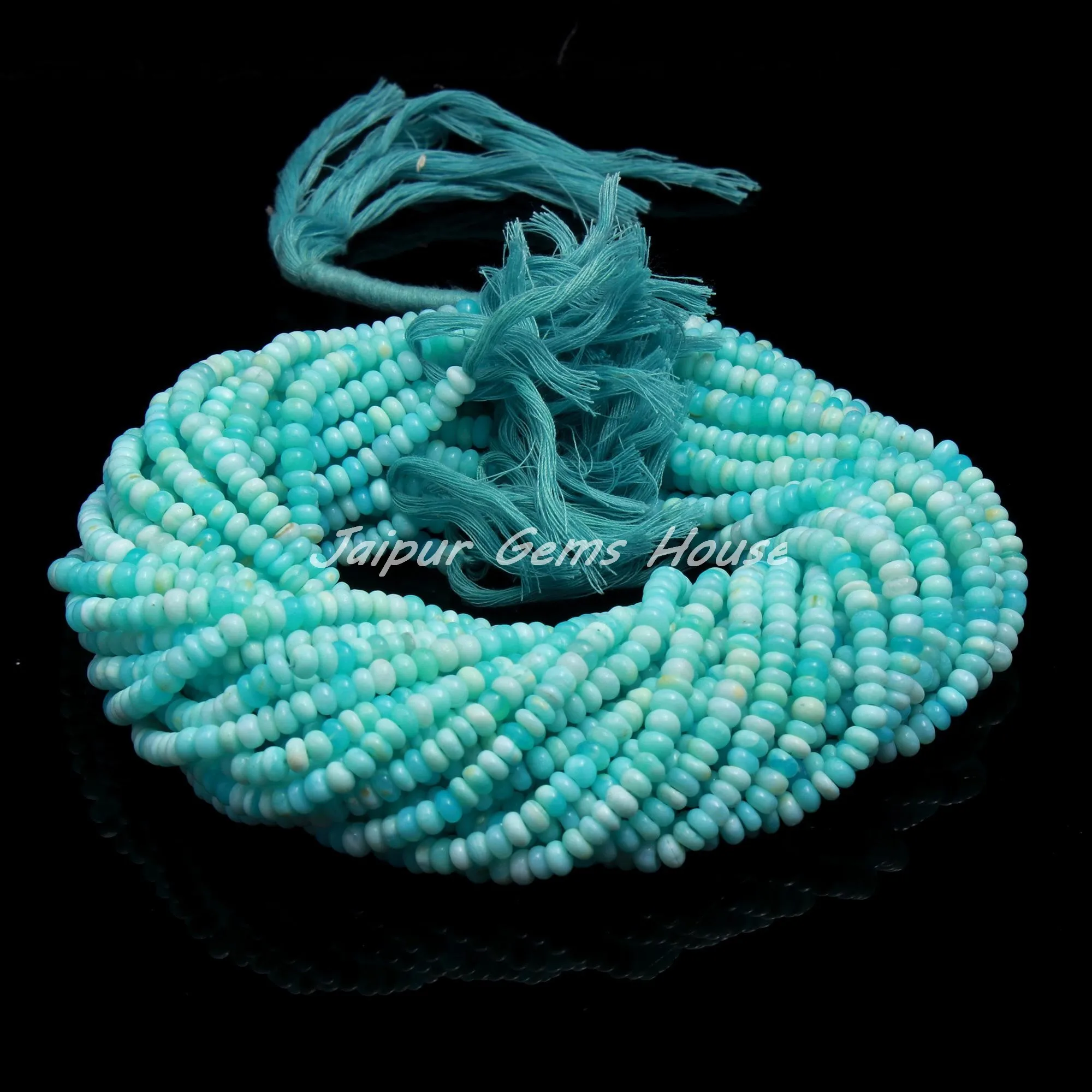 Hot selling Natural Peruvian Opal Smooth Rondelle Beads 4-6 mm Opal Beads Strand Gemstone Loose Beads Blue opal for jewelry