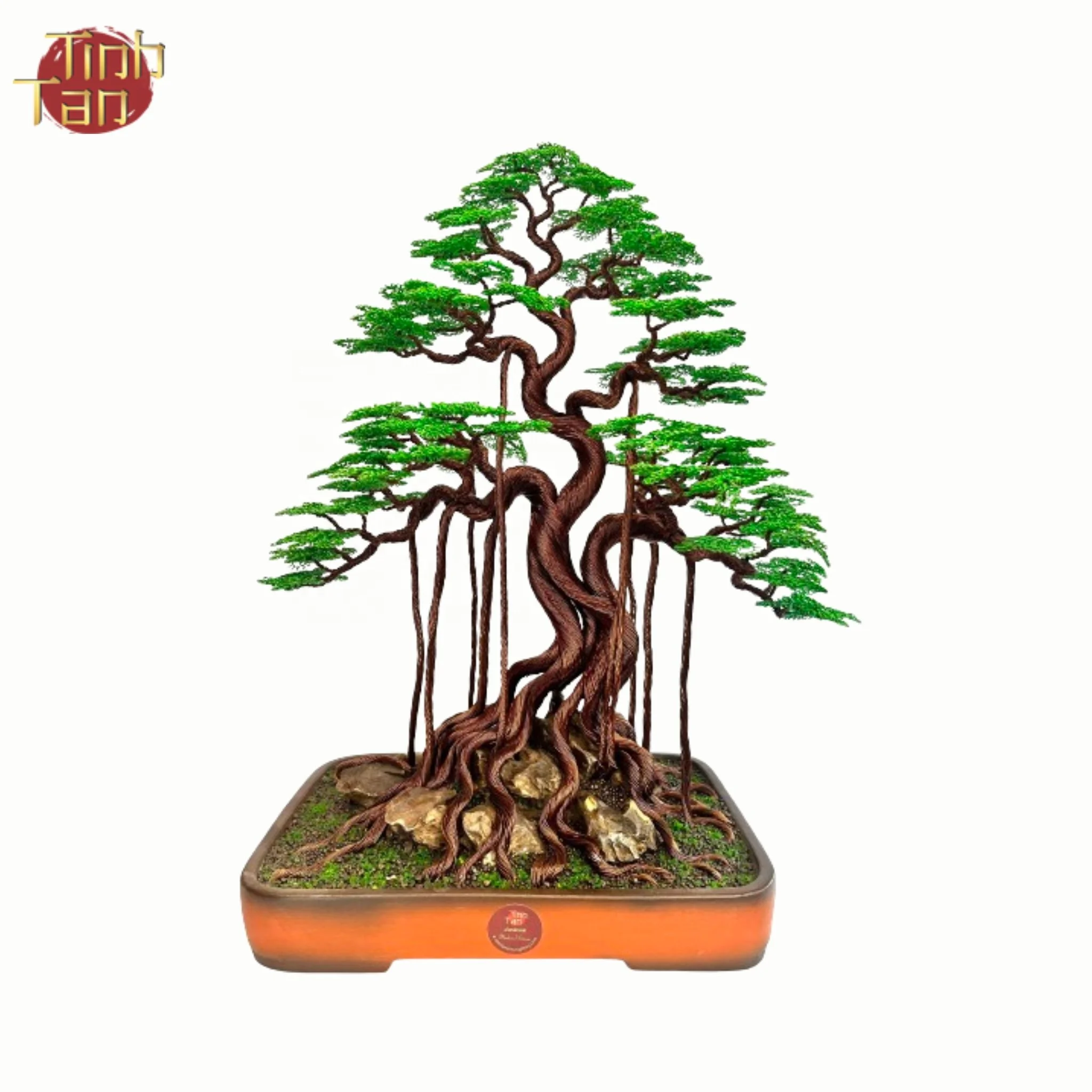 Специальное дерево бонсай зеленого цвета ручной работы для украшения сделанное во Вьетнаме комнатное Счастливое