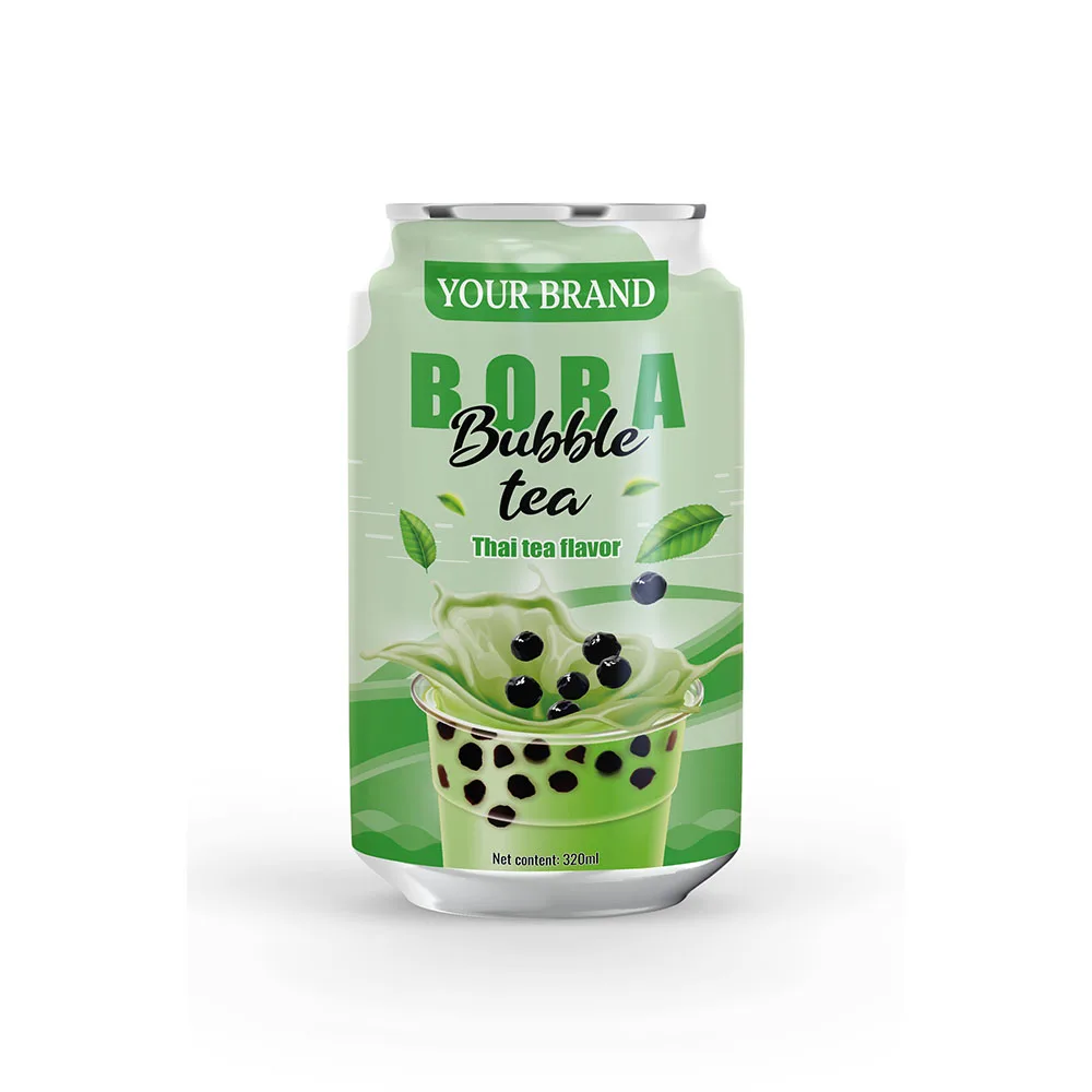 Canned 330ml Bubble Milk Boba Tea Drinks Toppings Pearls Black export to UK US Middle Brown Sugar Original Thai Flavors