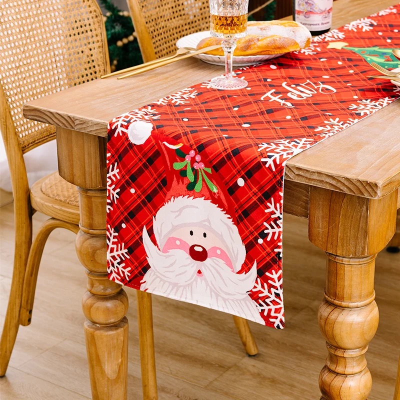 red santa plaid table runner