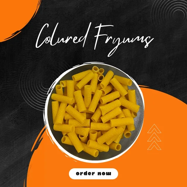 Yellow Coloured Unfried Fryums Grain Snacks Delicious and Healthy Snack Food