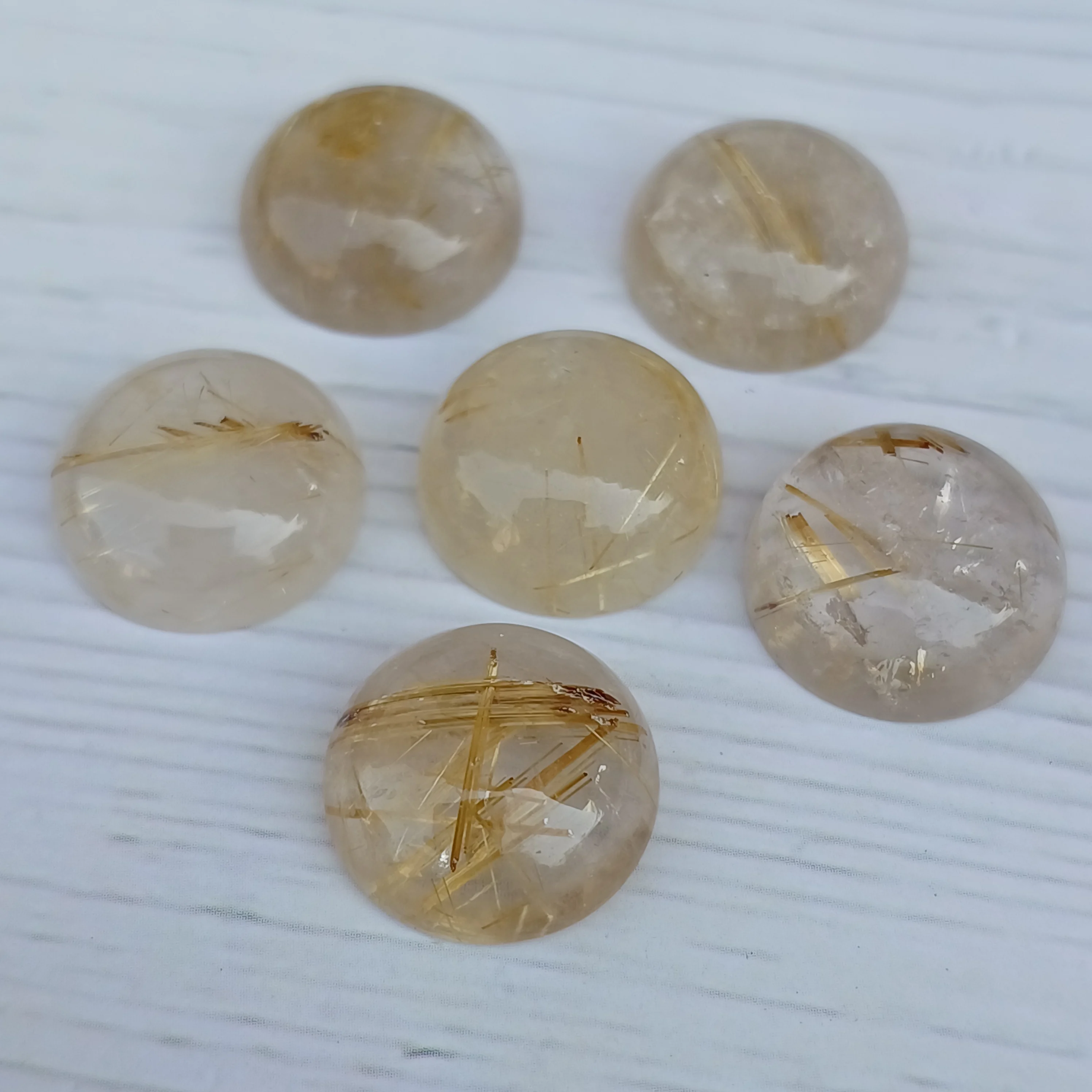 Golden Rutile Cabochon Round Shape Cabochon Calibrated Loose Gemstone For Jewelry Bulk Supplier