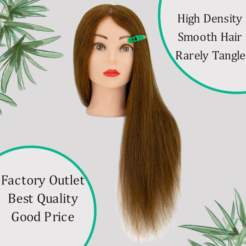 Ready to Ship Realistic 20 Inch Human Hair Manikin Heads for Barber Hairdresser Hair Cutting and Practice Female Training Head